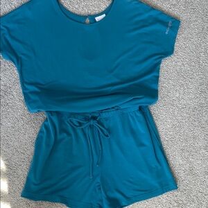 Columbia PFG women's teal knit short sleeve romper EUC